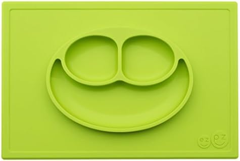 Ezpz Happy Mat (Blue/Coral/Lime),One-Piece Silicone Placemat+Plate,BPA,PVC,New