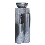 Garden Water Features & Outdoor Fountains item: Alpine Corp GIL828 2 Tier Stone Fountain with Halogen Lights