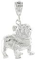 Sterling Silver 1 3/16" (30 mm) Small Diamond Cut Bulldog Pendant