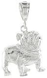 Sterling Silver 1 3/16 (30 mm) Small Diamond Cut Bulldog Pendant