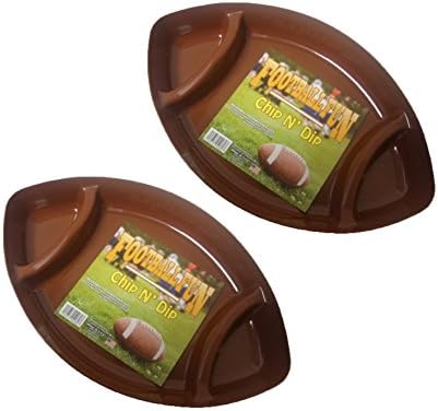 Set of 2 Football Fun Chip N' Dip Food Tray 17" X 11" X 3"