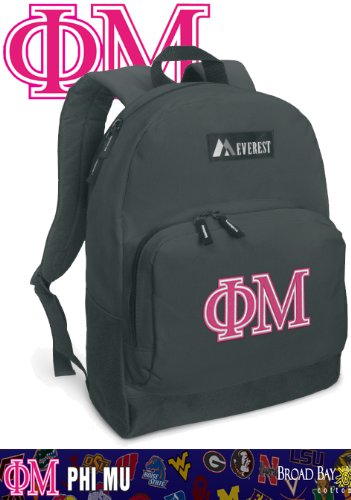 Phi Mu Backpack Black Phi Mu Design for Travel or School Bags - BEST QUALITY Unique Gifts For Boys, Girls, Adults, College Students, Men or Ladies