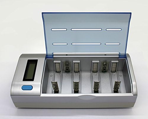 Hongbous Universal Battery Charger for AA AAA C D 9V Ni-MH Ni-CD Rechargeable Batteries with LCD Display and Discharge Functions (White)