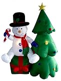 IMAGE OF Santas forest 90619 5-Feet Snowman Sitting On Gift with Tree