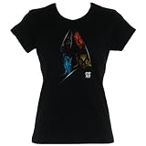 Star Trek XI 2009 Movie Kirk, Spock, Uhura, and Nero Four Character Shield Juniors T-Shirt