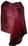 40% Off Super Soft Baby Alpaca Wool Reversible Shawl Wrap Cape Deep Dark Red Color Black Background