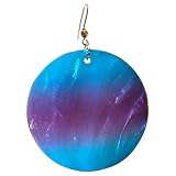 2 Disc Tinted Shell Earrings In Turquoise With Purple Finish