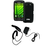 EMPIRE Black Rubberized Hard Case Cover + Car Charger (CLA) + Home Wall Cha ....