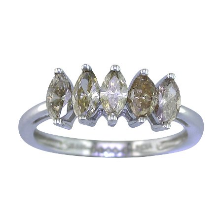 1 CT Chocolate Champagne Diamond Ring in 14K White Gold In Size 7