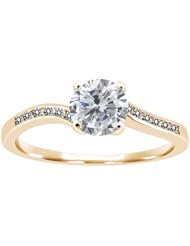 1.14 Ct Round H/I and White Diamond 925 Yellow Gold Plated Silver Ring