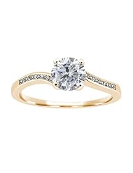 1.14 Ct Round H/I and White Diamond 925 Yellow Gold Plated Silver Ring