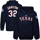 MLB Majestic Josh Hamilton Texas Rangers #32 Youth Navy Blue Player Pullover Hoodie Sweatshirt (Small)
