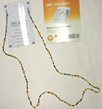 Very Fine Yellow and Onyx Black Beads Eye Glass or Vertical Badge Holder Medium Chain Necklace