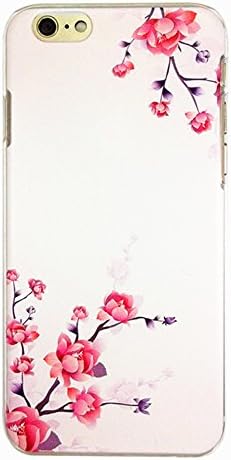 wonpowerroad For apple iphone 6 (4.7inch) case PC NEW slim clear transparent art hipster unique romantic rose flowers hot pink Hard back cases shell cover skin hard bumper with Free Clear Screen Protector (A03)