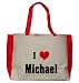 I Love/Heart Michael Large TOTEBAG FUCHSIA
