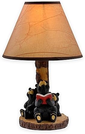 Reading Bears Theme Accent Lamp with Oiled Paper Shade