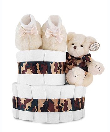 Dreamy Camouflage Couture 2-Tier Diaper Cake