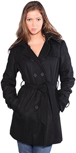 Wilda Ladies' 3/4 Wool Parka-M-Black
