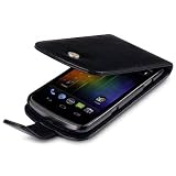 SAMSUNG GALAXY NEXUS BLACK PREMIUM PU LEATHER FLIP CASE, IN QUBITS RETAIL PACKAGING