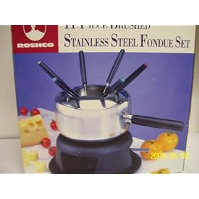 Roshco 11 Piece Brushed Stainless Steel Fondue Set
