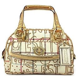Coach Tattersall Graffiti Domed Satchel Bag Purse 13185 Gold Multi