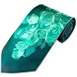 Roberto Cavalli Green Roses Printed Silk Tie