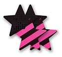 Nippies Striped Pink/Black Star Waterproof Self Adhesive Fabric Nipple Cover Pasties