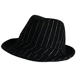 NEW COTTON WOOL FEDORA HAT TRILBY BLACK PINSTRIPE GANGSTER CRUSHABLE M/L NEW COTTON WOOL FEDORA HAT TRILBY BLACK PINSTRIPE GANGSTER CRUSHABLE M/L
