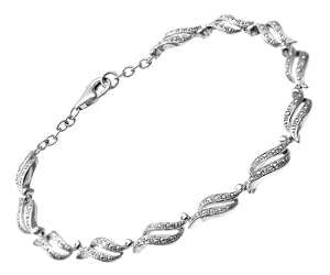 Sterling Silver 0.05ct Pave Set Diamond Wave Bracelet