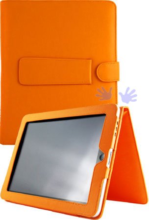 HHI iPad Flip Leather Case with Magnetic Kick Stand - Orange