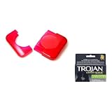 Trojan EXTENDED PLEASURE Latex Condoms Lubricated 36 ea and Condom Compact Flame Red Safe Sex Kit