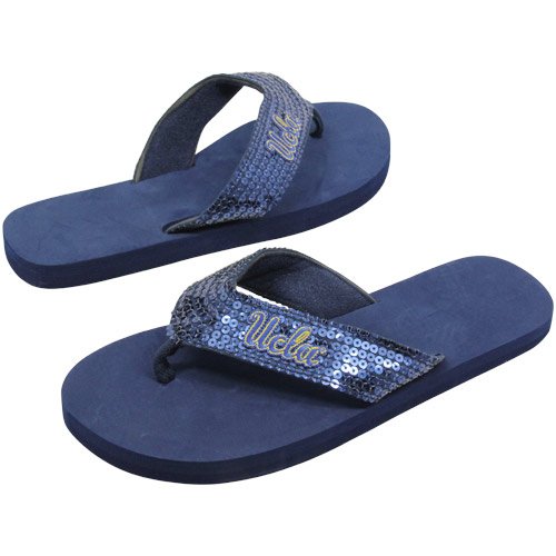 UCLA Bruins Women's Sequin Strap Flip Flops - Navy Blue