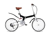 MARS206　20インチ折りたたみ自転車　シマノ精6段変速機　ジェットブラック&times;クリアホワイト