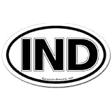 India IND Black and White Car Bumper Sticker Decal Oval by LandsAndPeople