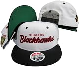 Chicago Blackhawks Script White/Black Two Tone Plastic Snapback Adjustable Plastic Snap Back Hat / Cap