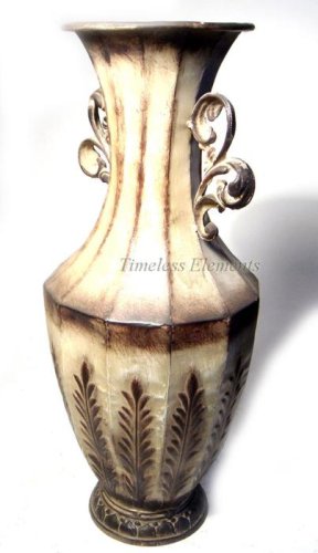Metal Planter Pot Vase Decor Urn Shaped Antique Finish