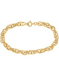 7.5" 14K Yellow Gold Polished Graduated Multi Inter Connected Oval Tube Chain Link Bracelet w/ Spring Ring Clasp