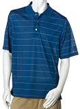 PGA Tour Men's Short Sleeve Poly Performance Golf Stripe Shirt, Olympian Blue, Large