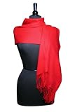 100% Pashmina Red Shawl Wrap. Womans Scarf.