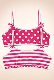 2 Pack Older Girls Cotton Rich Heart Stripe Crop Tops