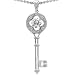 Candygem 14k Gold Key to my Heart Love Key Pendant with Genuine Round White T...