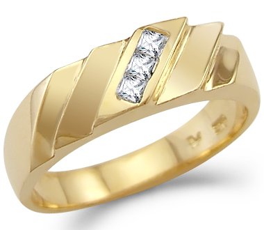 41YhfeQGROL New Solid 14k Yellow Gold Mens Fashion CZ Cubic Zirconia Band Ring