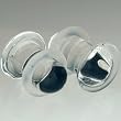 Pair of Glass Single Flared Solid Plugs: 8g Crystal