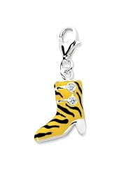 Sterling Silver Click on CZ Enamel Tiger High Heel Boot Charm