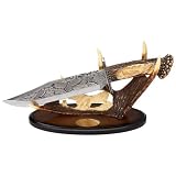 Maxam 15inch Decorative Fixed Blade Knife Stainless Steel Blade Eagle Etching Faux Antler Handle