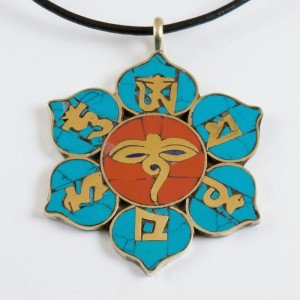 Pendentif tibétain oeil de Bouddha, Bomacun