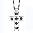Stainless Steel Cross Pendant With Black Ball Design on 24 inch Black Ball Chain