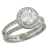 2 Row Pave Set Diamond Engagement Ring.90ct (CZ ctr)