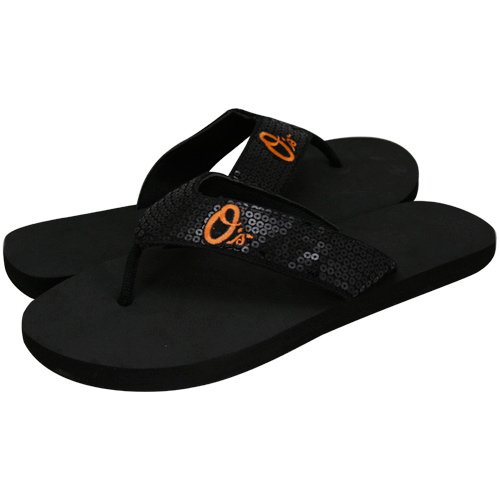 Baltimore Orioles Black Sequin Strap Flip Flops (7/8)