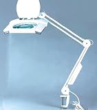 XL Kaltlicht Lupenleuchte 2x9W RT-111 mit 190x157mm Glaslinse 5-Dioptrien weiß